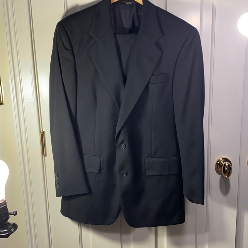 Jos A Bank navy wool suit set